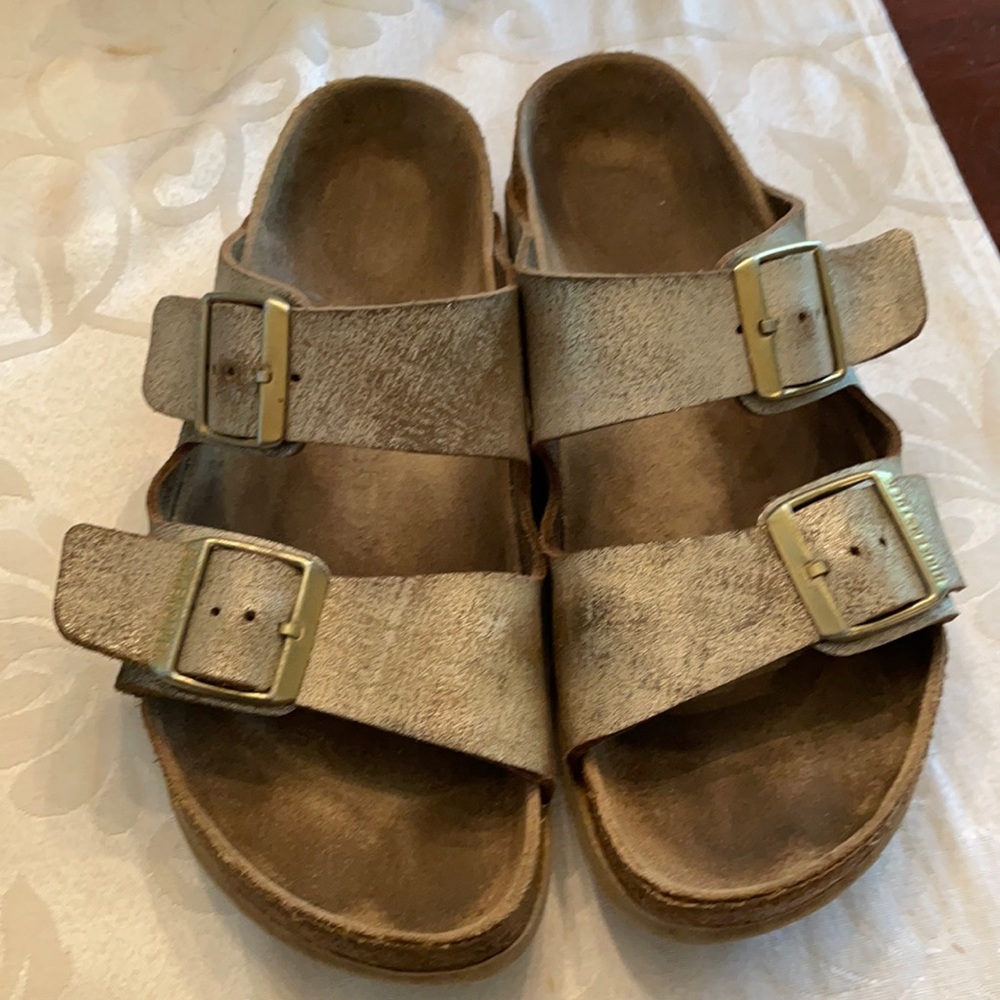 Birkenstock silver Metallic Arizona Sandal 39